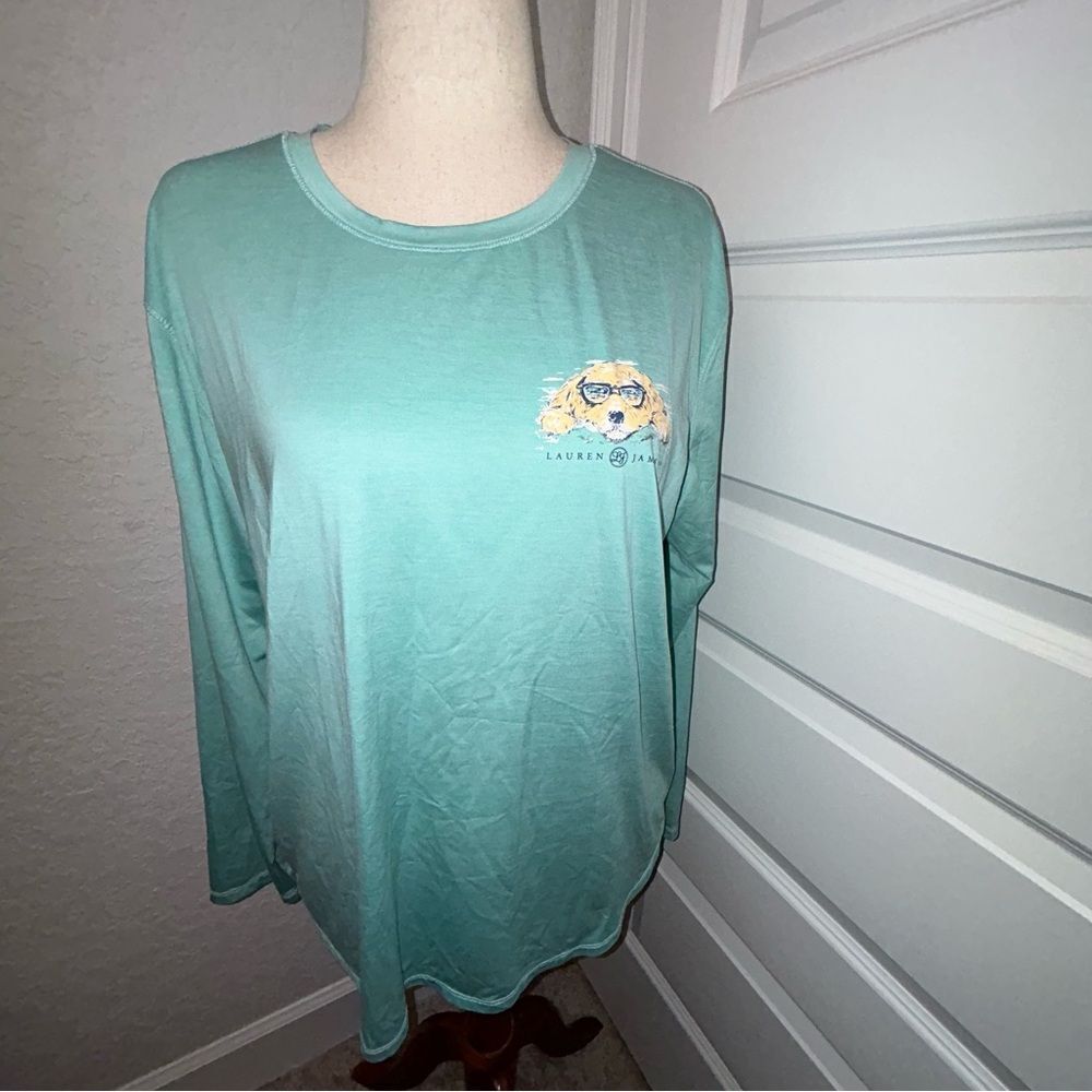 Lauren James Long Sleeve “Shades & Sands”Graphic Print Shirt Blouse Top